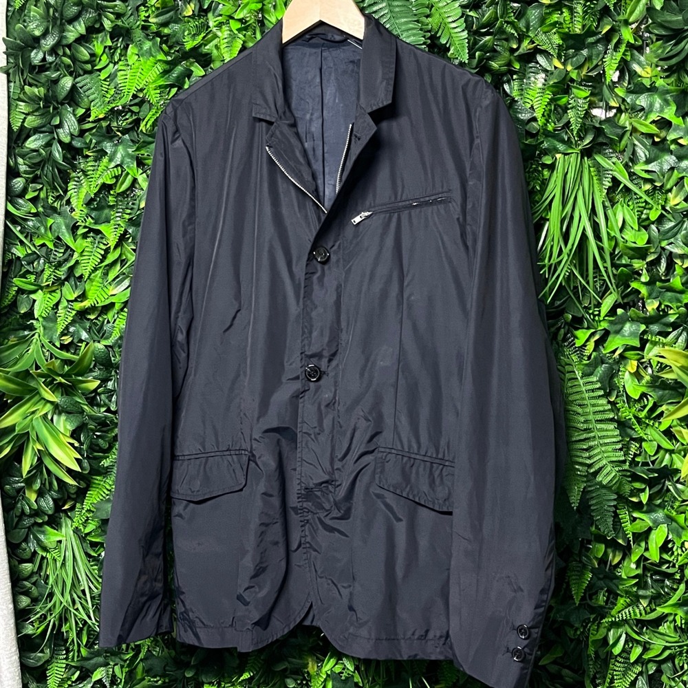 Matinique‎ Lab George Zip Blazer Mens 42 Blue Technical Nylon Hybrid Jacket 3826